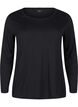 Langærmet bluse i uld og viskose, Sort, Packshot image number 0