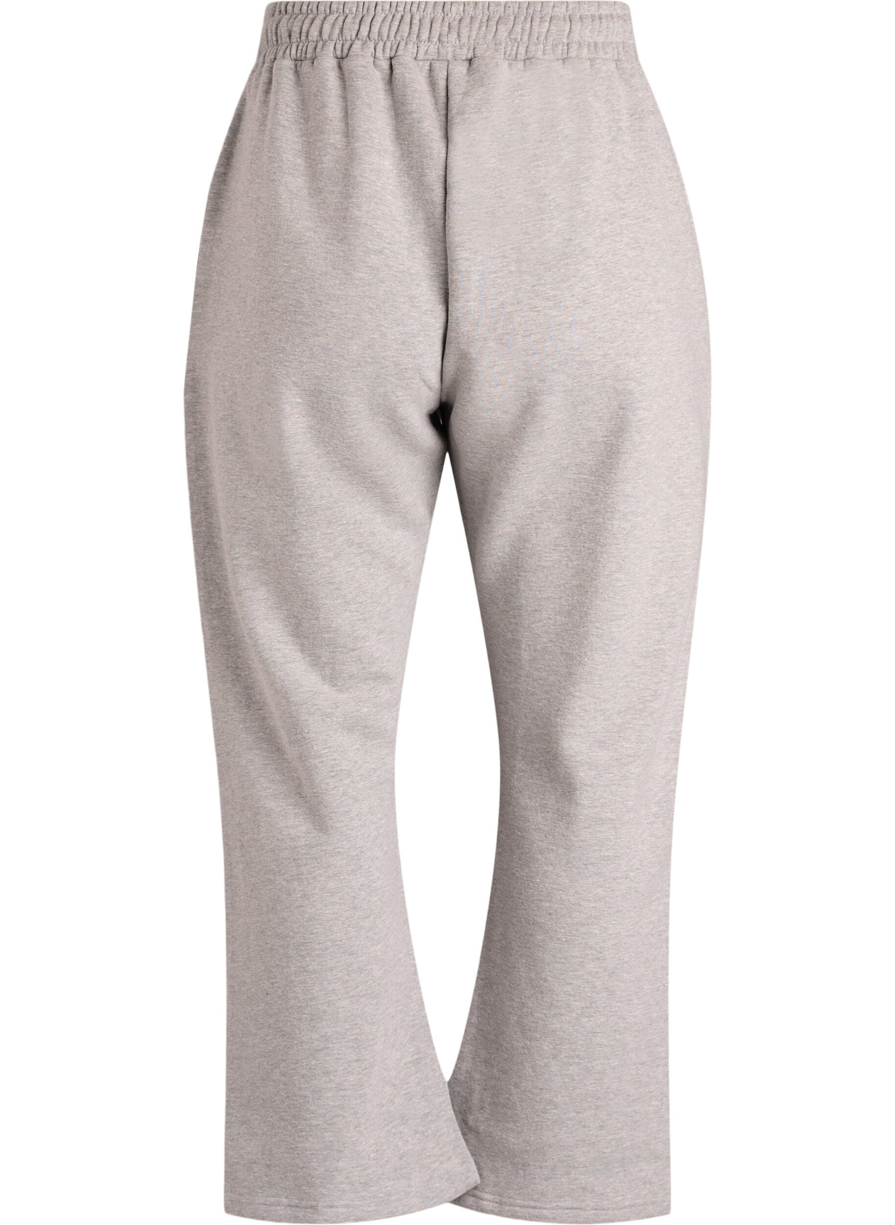 Zizzi Sweatpants med h&oslash;j talje og b&oslash;rstet inderside, Gr&aring;, Packshot image number 1