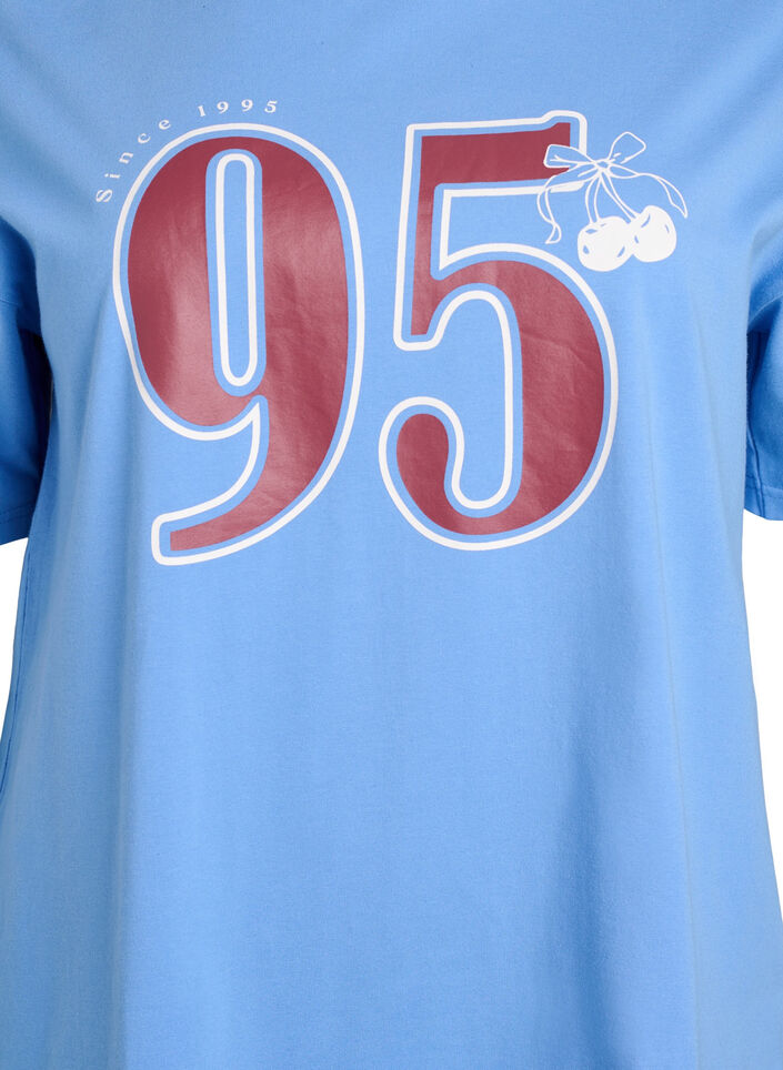 Sporty t-shirt i &oslash;kologisk bomuld, Bl&aring;, Packshot image number 2