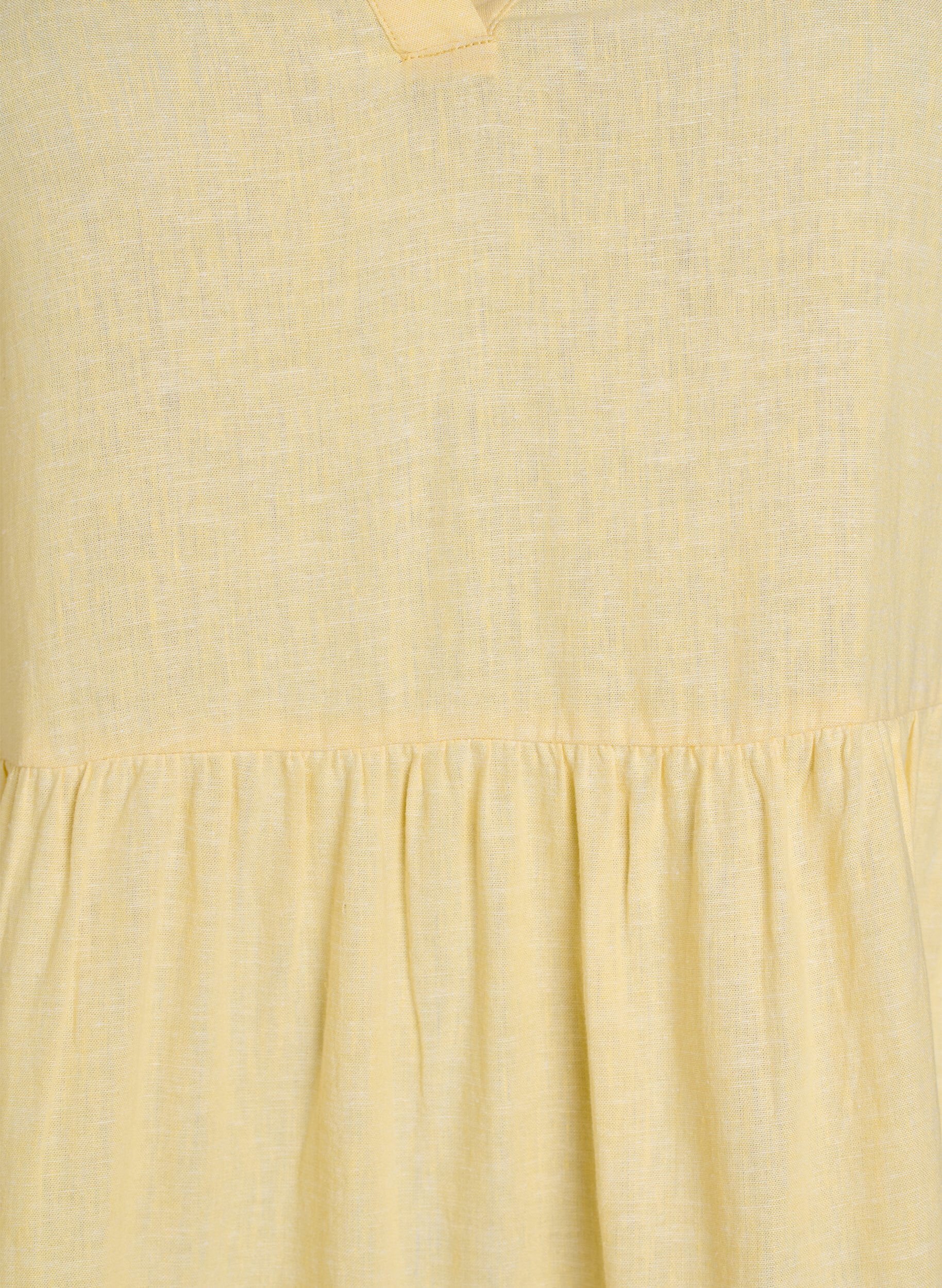 Zizzi Kn&aelig;lang kjole i h&oslash;r og viskose med A-facon, Gul, Packshot image number 2