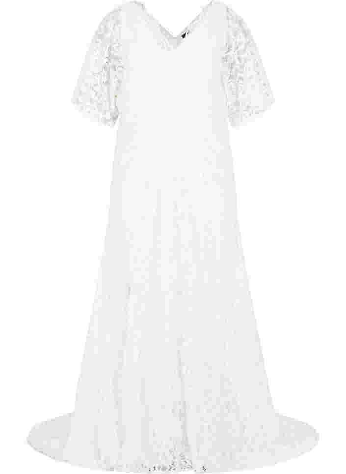 Blonde brudekjole med slids, Star White, Packshot image number 0