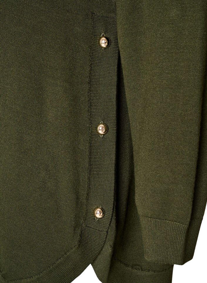 Strikbluse med knapper i siden, Gr&oslash;n, Packshot image number 3