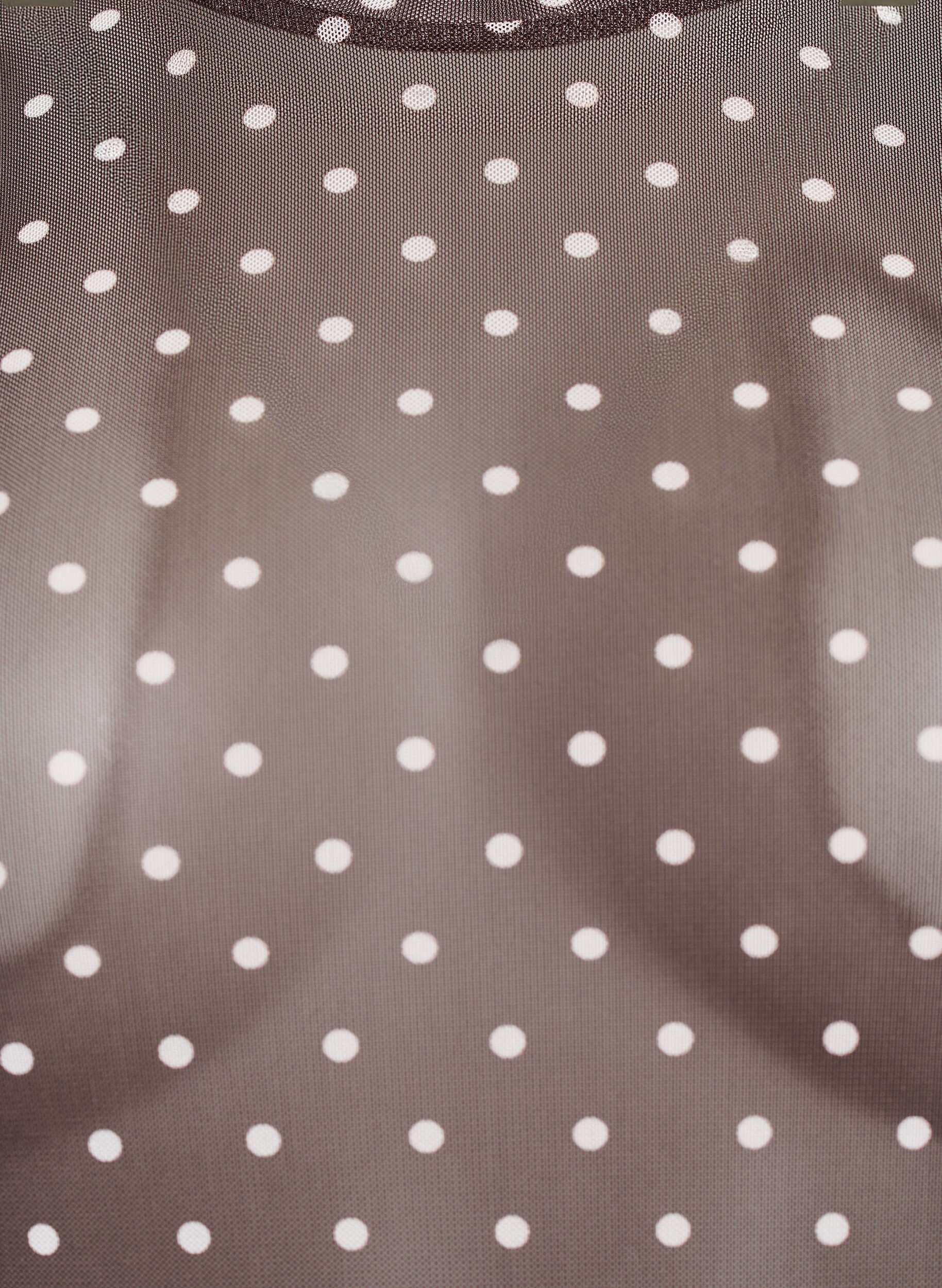 Zizzi Mesh bluse med prikker, Brun, Packshot image number 2