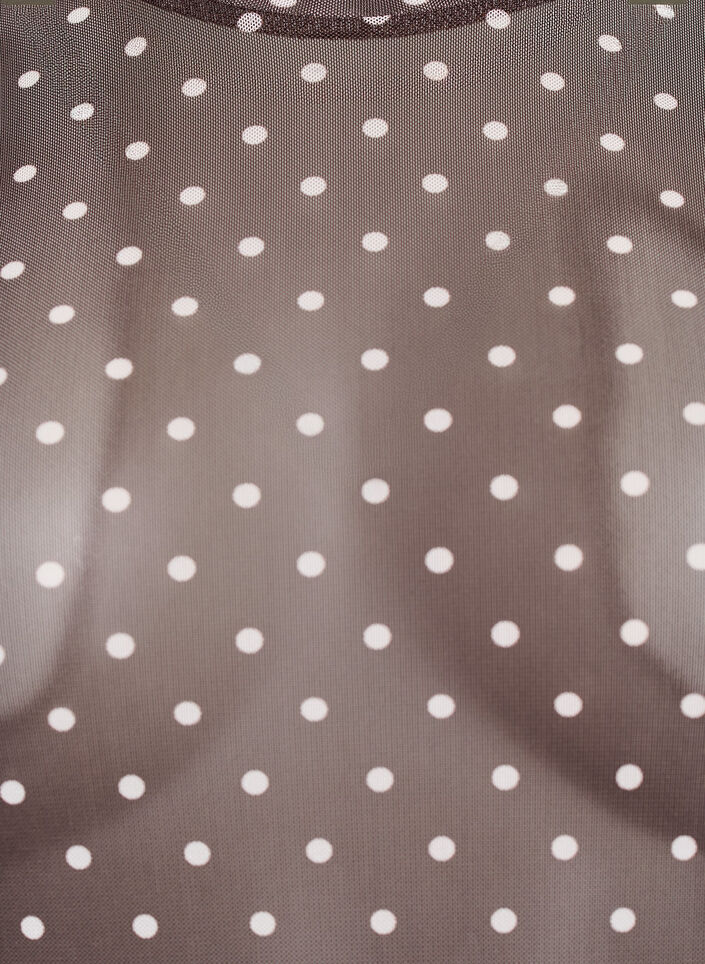 Mesh bluse med prikker, Brun, Packshot image number 2