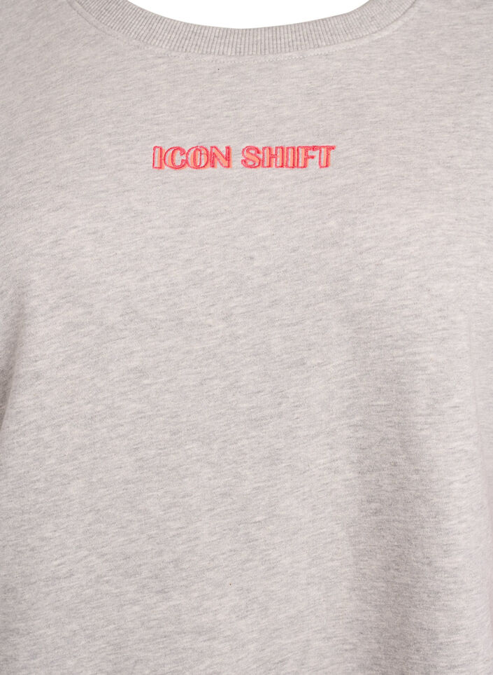 L&oslash;s sweatshirt med kontrastdetaljer p&aring; &aelig;rmerne, Gr&aring;, Packshot image number 2