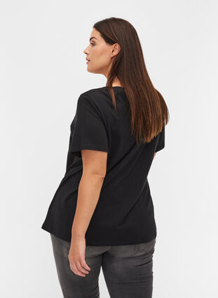 Økologisk bomulds t-shirt med tryk, Black Merci, Model image number 1
