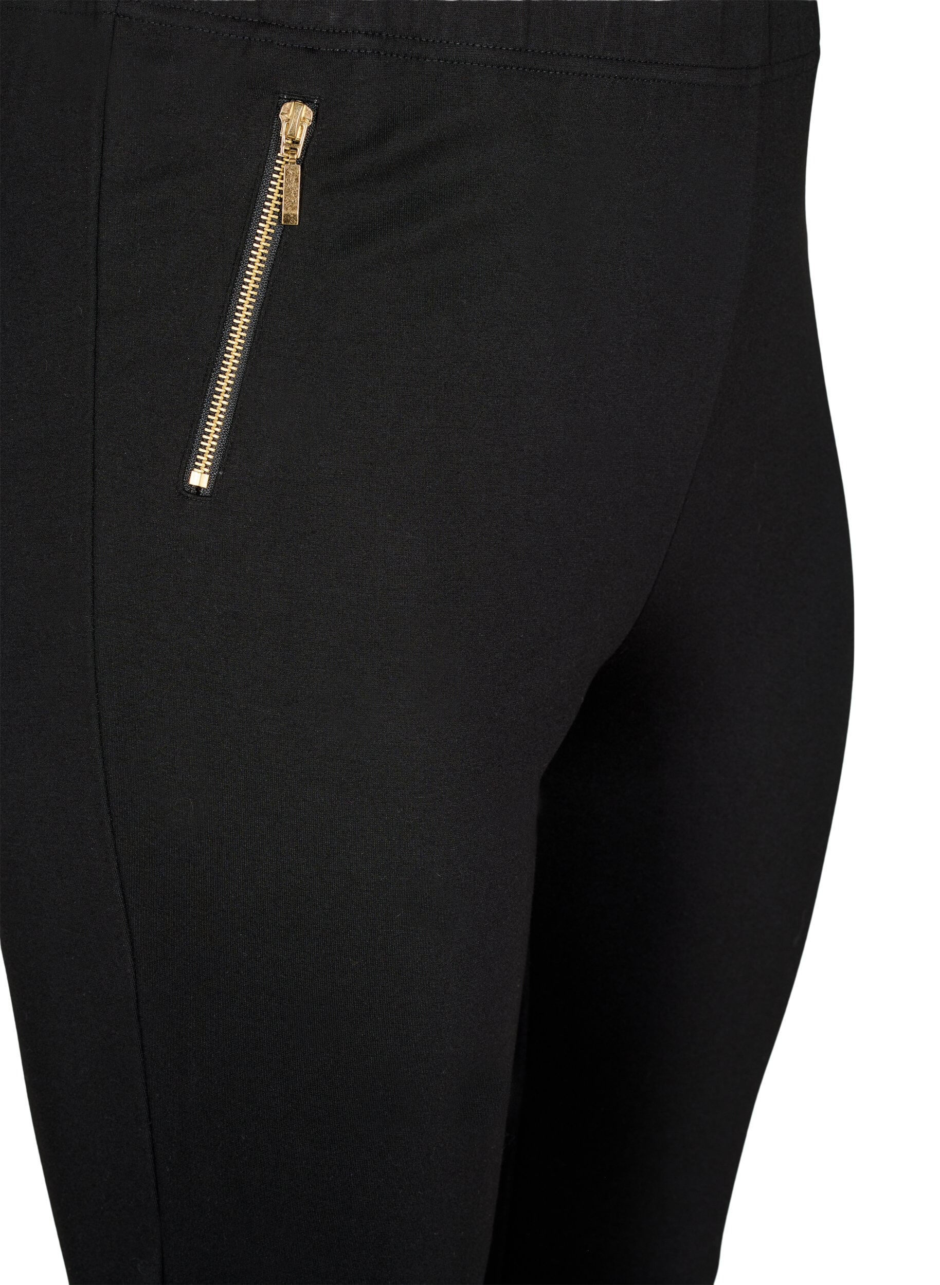 Zizzi Viskose leggings med lynl&aring;sdetalje, Sort, Packshot image number 2