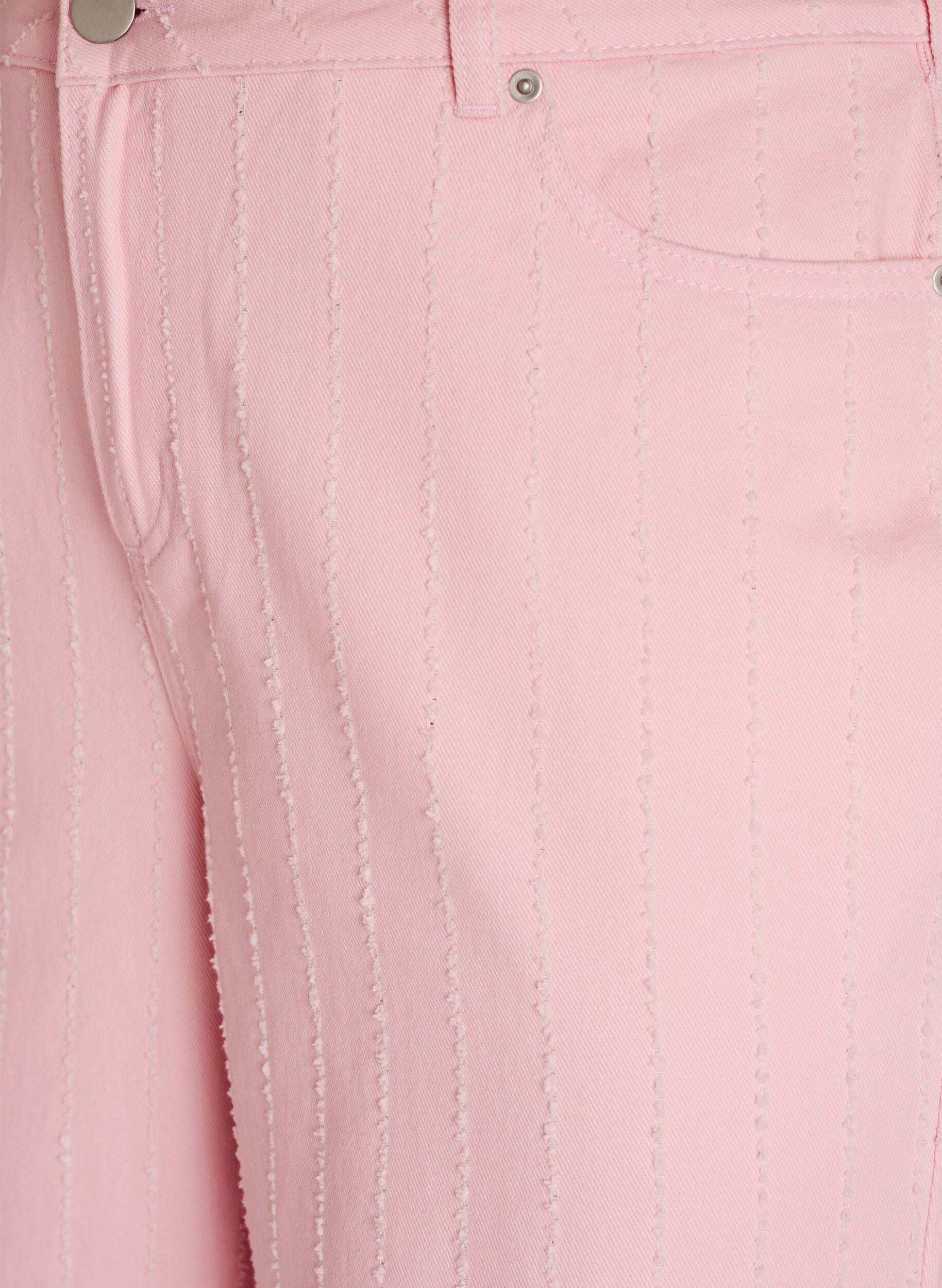 Zizzi Myra jeans i farvet denim med wide fit og teksturm&oslash;nster, Lyser&oslash;d, Packshot image number 2