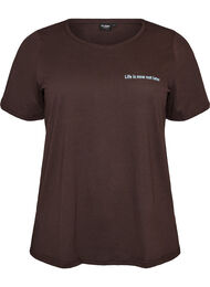 T-shirt med motiv, Brun