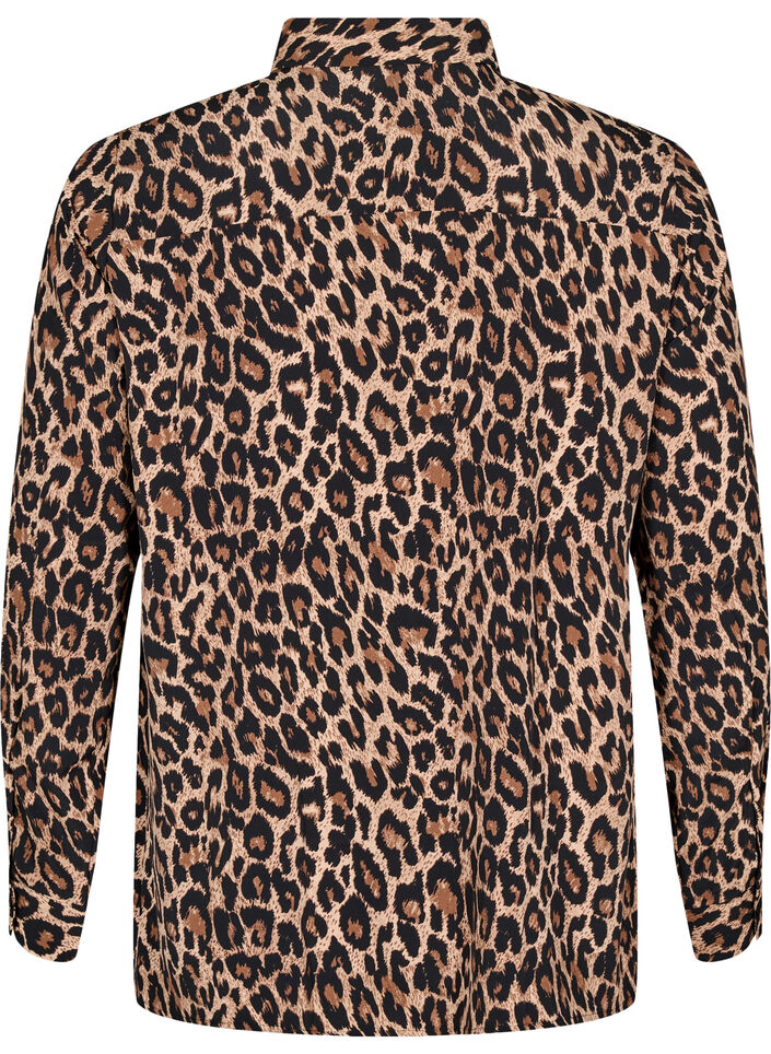 Skjorte med leopardprint, Brun, Packshot image number 1