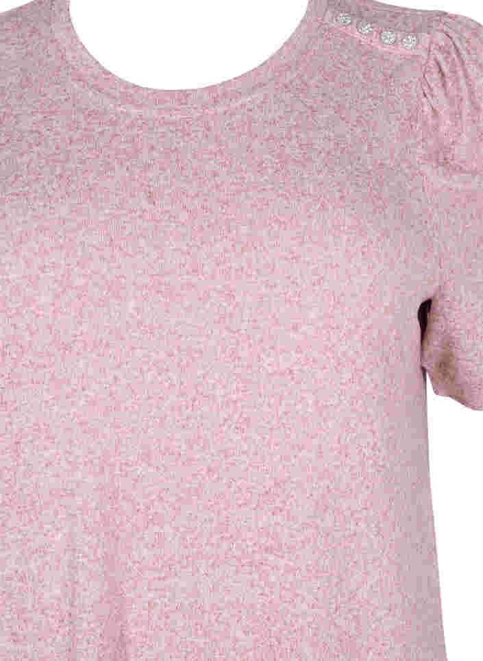 Bluse med korte pufærmer, Dusty Rose Mel., Packshot image number 2