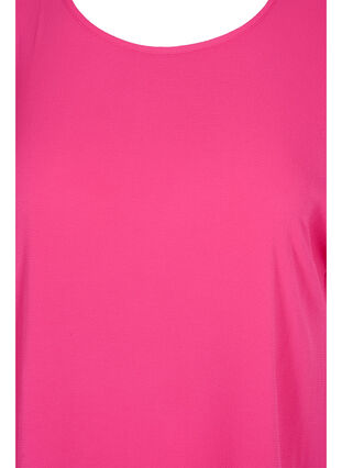 Bluse med korte ærmer og rund halsudskæring, Beetroot Purple, Packshot image number 2