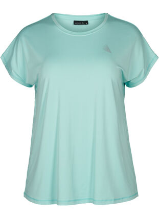 Ensfarvet trænings t-shirt, Aruba Blue, Packshot image number 0