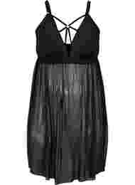 Transparent natkjole med string, Black, Packshot