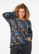 M&oslash;nstret bluse med lange &aelig;rmer, Bl&aring;, Model image number 0