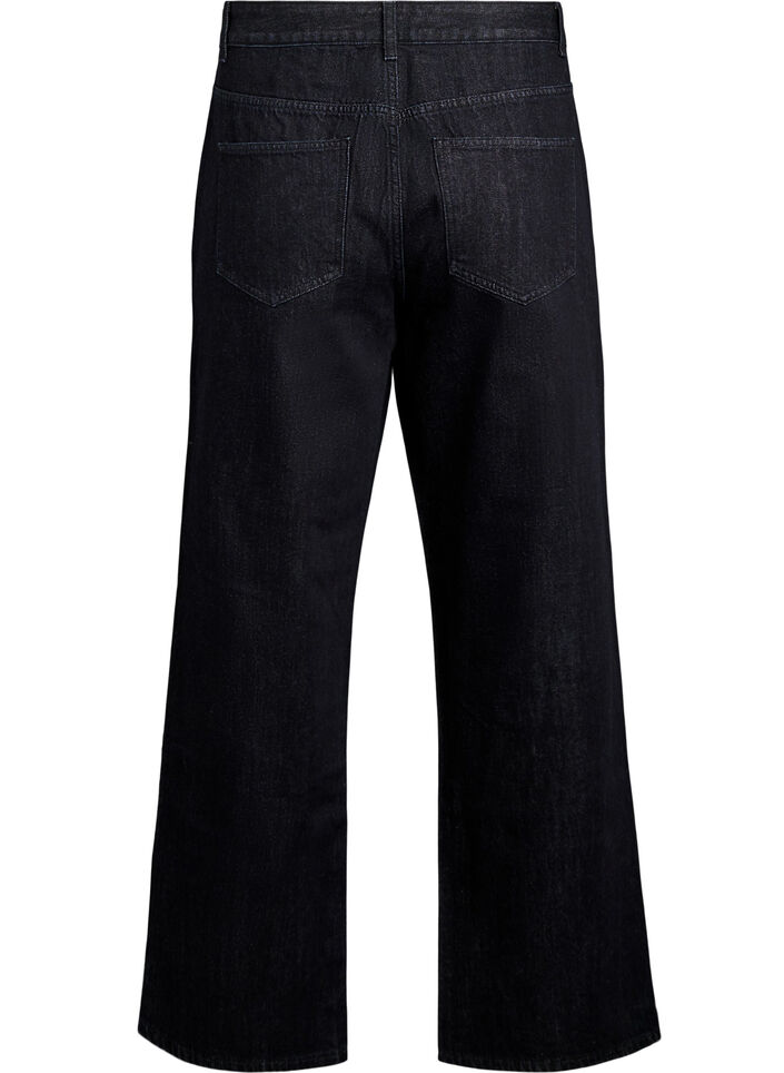 Wide fit jeans med blød, børstet inderside, Sort, Packshot image number 1