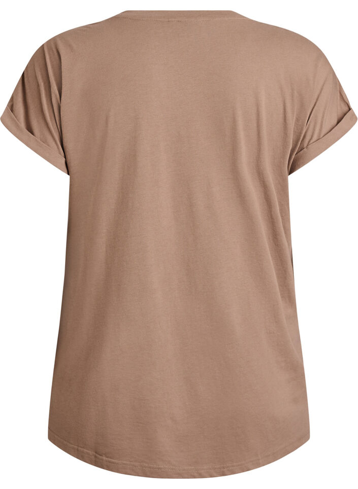 Kort&aelig;rmet t-shirt i bomuldsblanding, Brun, Packshot image number 1
