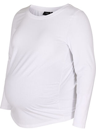 Basis graviditets bluse med lange ærmer, White, Packshot image number 0