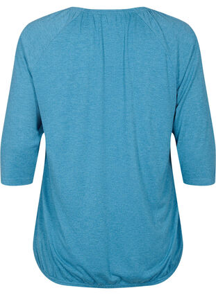 Meleret bluse med 3/4 ærmer, Legion Blue Mel., Packshot image number 1