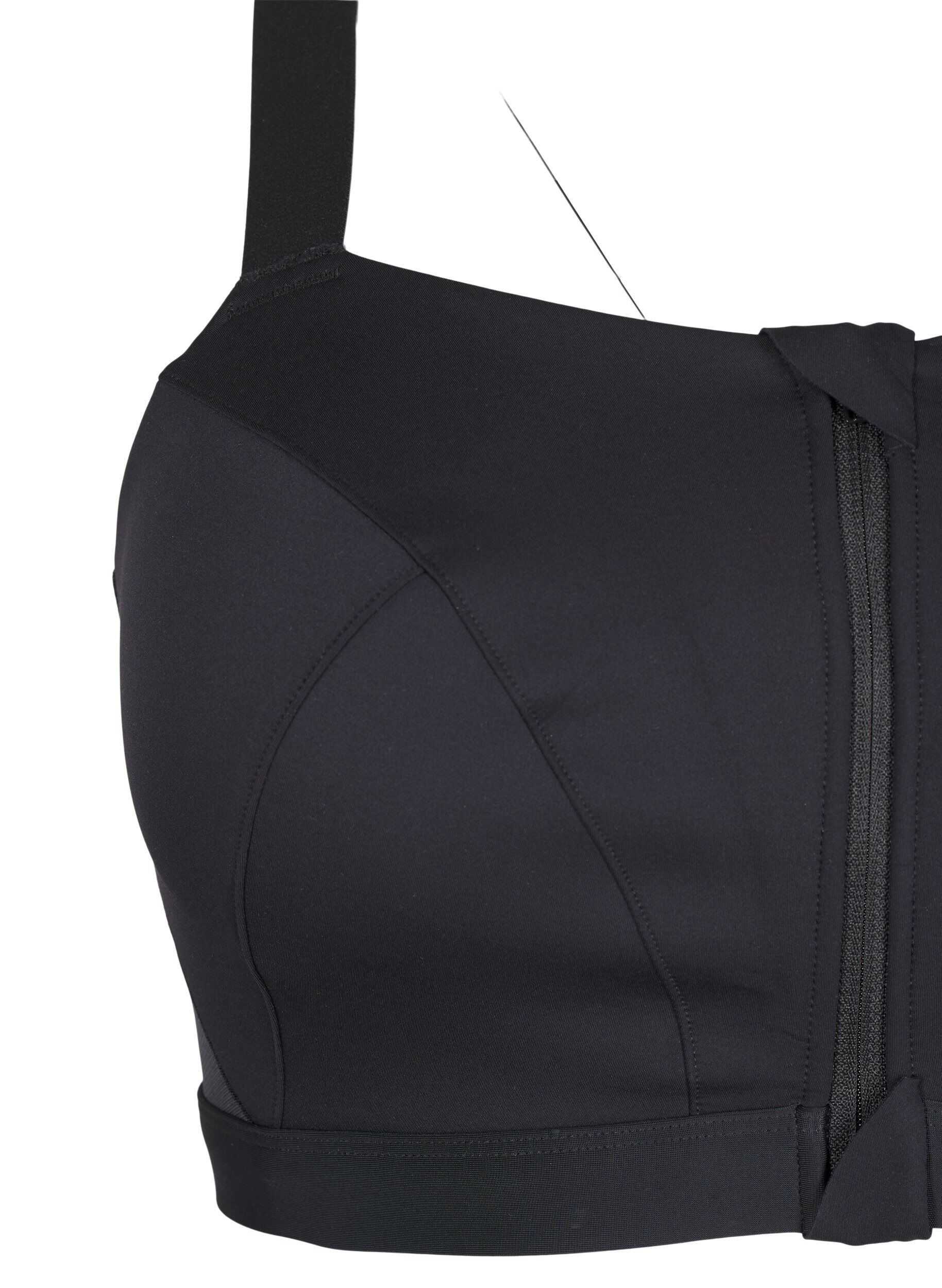 ZizziSportsbh med frontlukning og h&oslash;j st&oslash;tte, Sort, Packshot image number 3