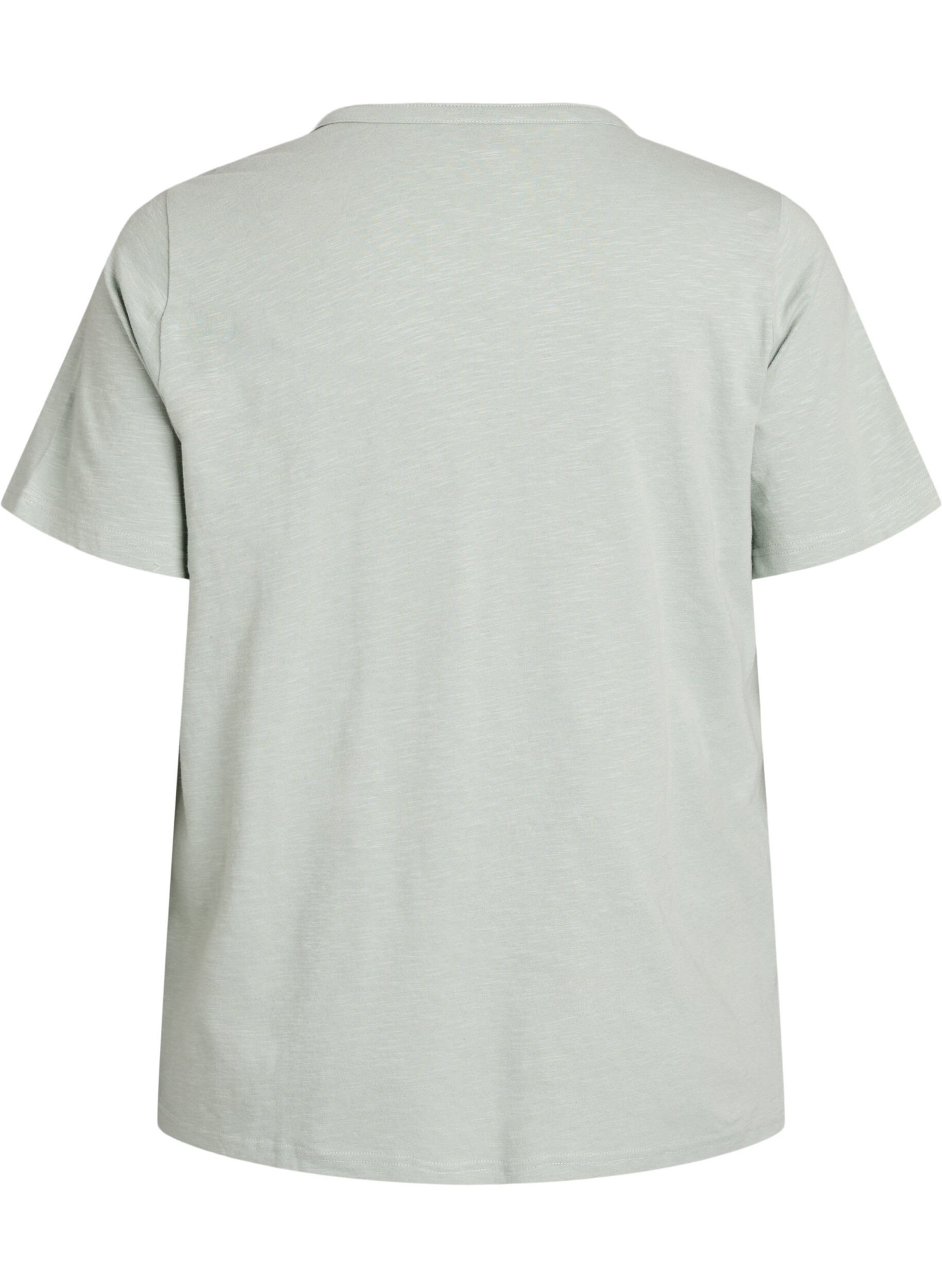 Zizzi T-shirt med knapdetalje, Gr&oslash;n, Packshot image number 1