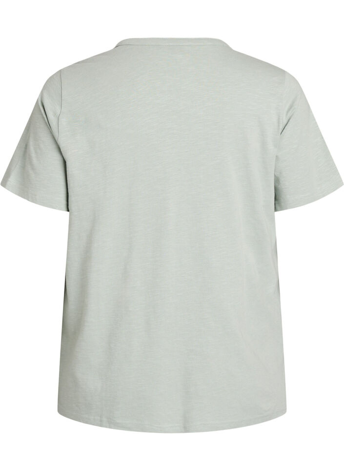 T-shirt med knapdetalje, Gr&oslash;n, Packshot image number 1