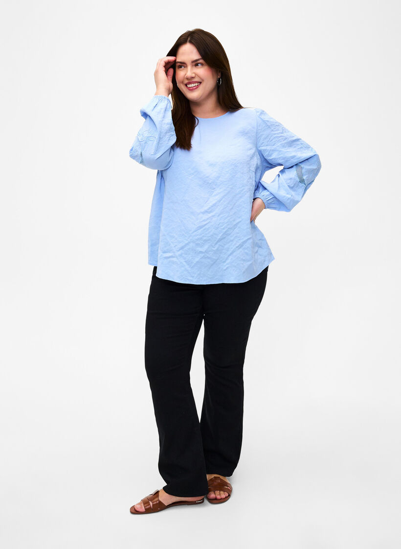 Bluse i TENCEL™ Modal med broderidetaljer, Serenity, Model image number 2