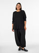 Jerseybluse med ribstruktur og lange &aelig;rmer , Sort, Model image number 1