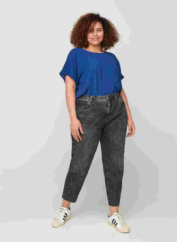 Cropped mom fit Mille jeans med løs pasform, Grey Denim 4, Model image number 0