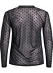 Mesh bluse med prikker, Sort, Packshot image number 1