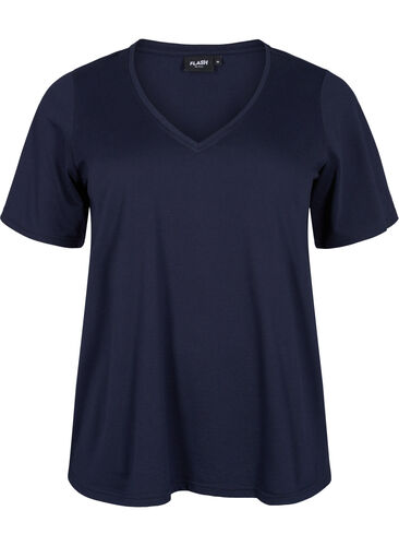 FLASH - 2-pak t-shirts med v-hals, Navy Blazer/Black, Packshot image number 2