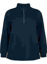 Quiltet sweatshirt med lynlås, Navy Blazer, Packshot