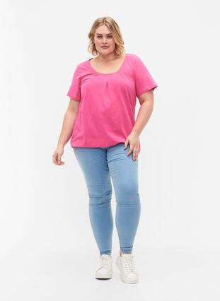 Kortærmet bomulds t-shirt, Shocking Pink, Model image number 2