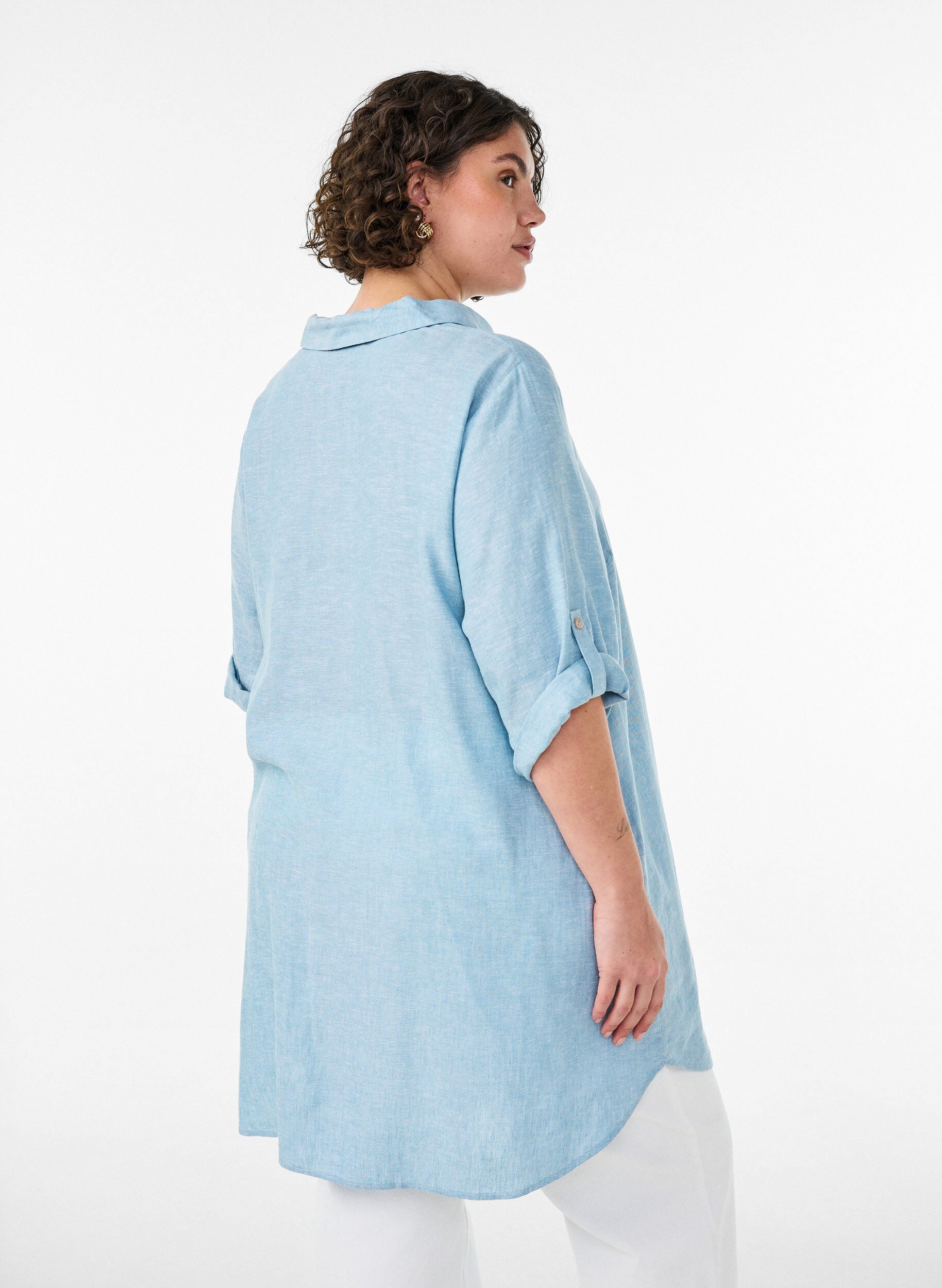 ZizziTunika i h&oslash;r og viskose med A-facon, Bl&aring;, Model image number 2