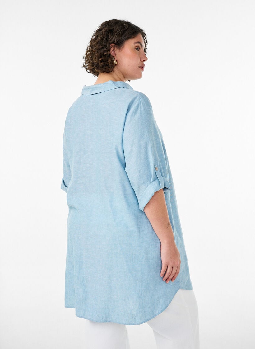 Tunika i h&oslash;r og viskose med A-facon, Bl&aring;, Model image number 2