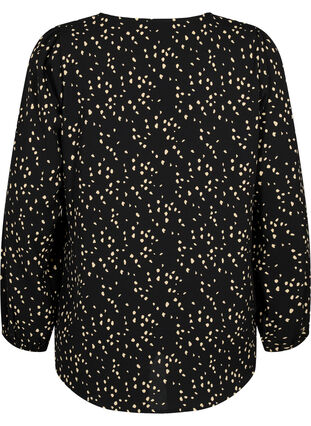 Skjortebluse med v-hals og print, Black Dot AOP, Packshot image number 1