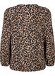 Bluse med lange &aelig;rmer og leoprint, Brun, Packshot image number 1