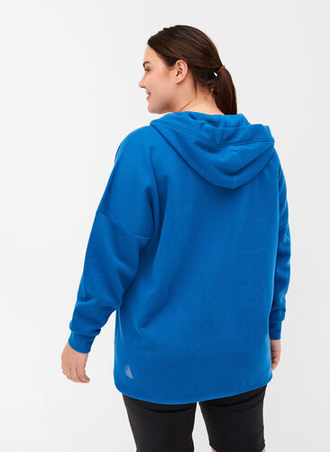 Sweatshirt med hætte og slids, Daphne Blue, Model image number 1