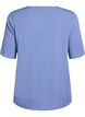 Kort&aelig;rmet v&aelig;vet bluse med rund hals, Bl&aring;, Packshot image number 1