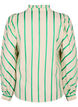 Stribet skjortebluse i bomuld med flæsekrave, Beige Green Stripe, Packshot image number 1