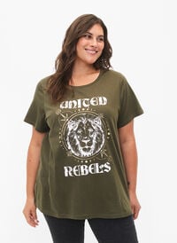 T-shirt i økologisk bomuld med motiv, Forest Night/United, Model