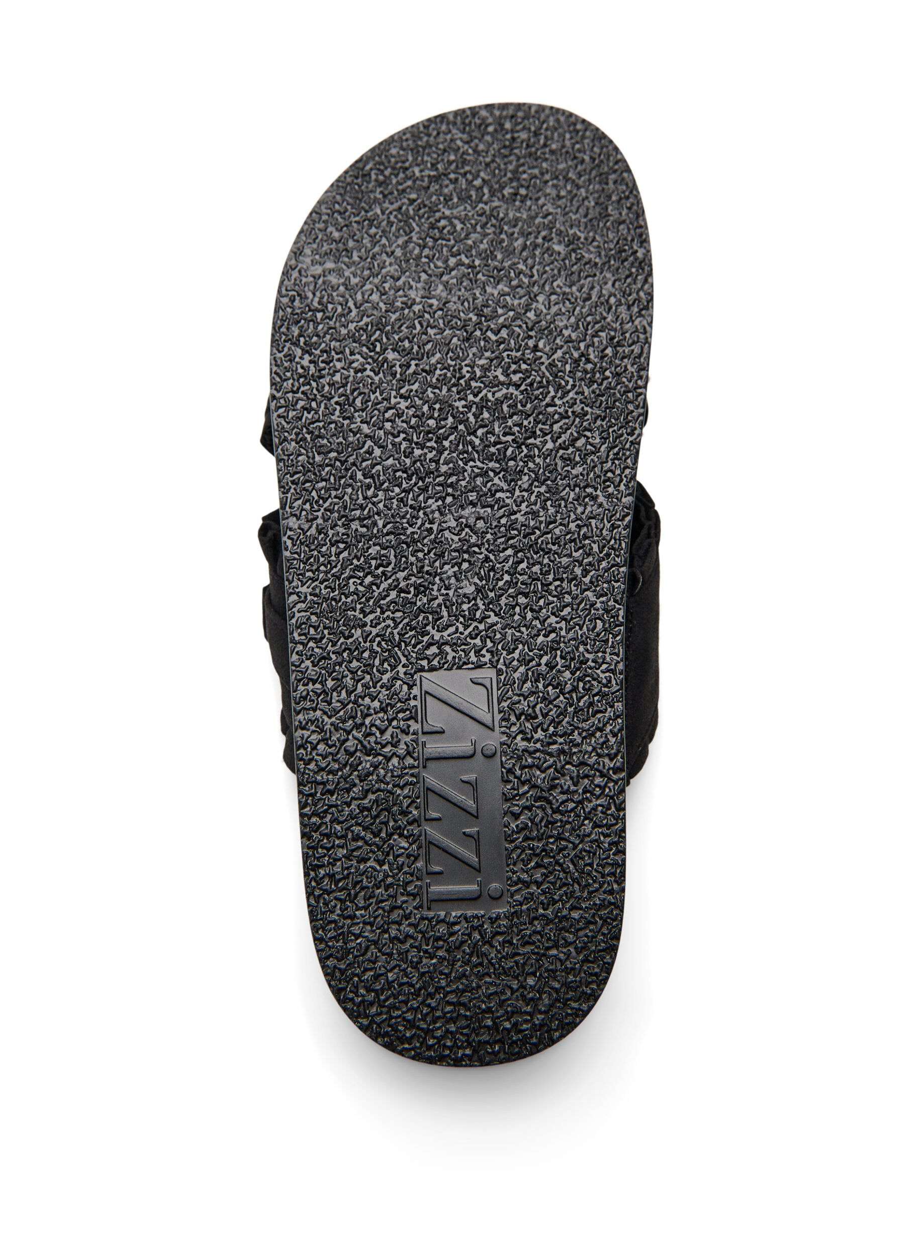Zizzi Sandal med krydsremme og fl&aelig;sekanter, Sort, Packshot image number 4