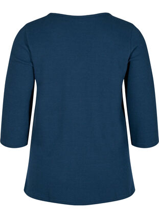 Bomulds bluse med v-hals og 3/4 ærmer, Navy Blazer, Packshot image number 1