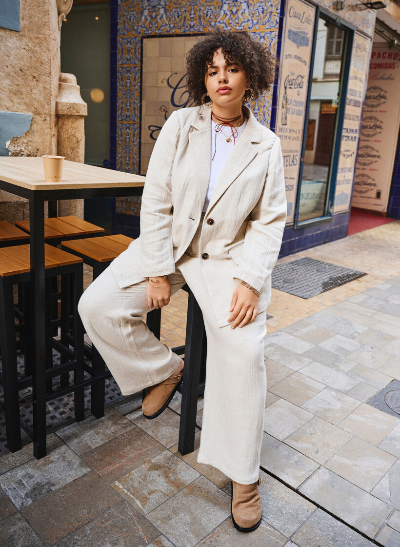 Habitbukser i materialemix med hør, Rainy Day, Image image number 0