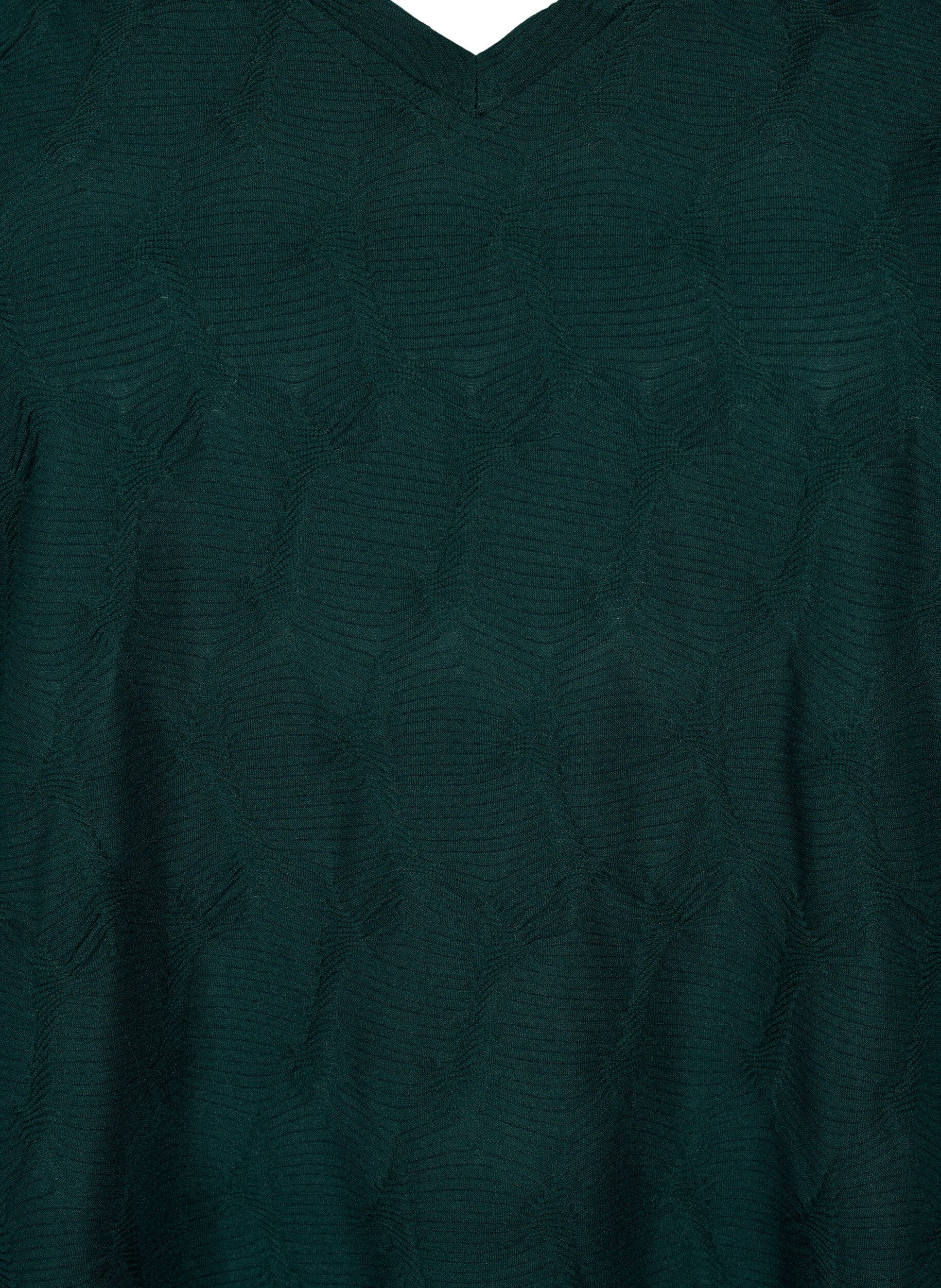 Zizzi FLASH - Lang&aelig;rmet bluse med struktur, Scarab, Packshot image number 2