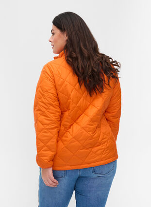 Quiltet letvægts jakke med lynlås og lommer , Mandarin Orange, Model image number 1