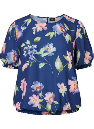 Blomstret bluse med smock, Blueprint Flower AOP, Packshot image number 0