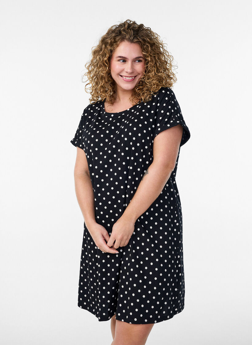 2-pak t-shirt kjole med korte &aelig;rmer, Sort, Model image number 0