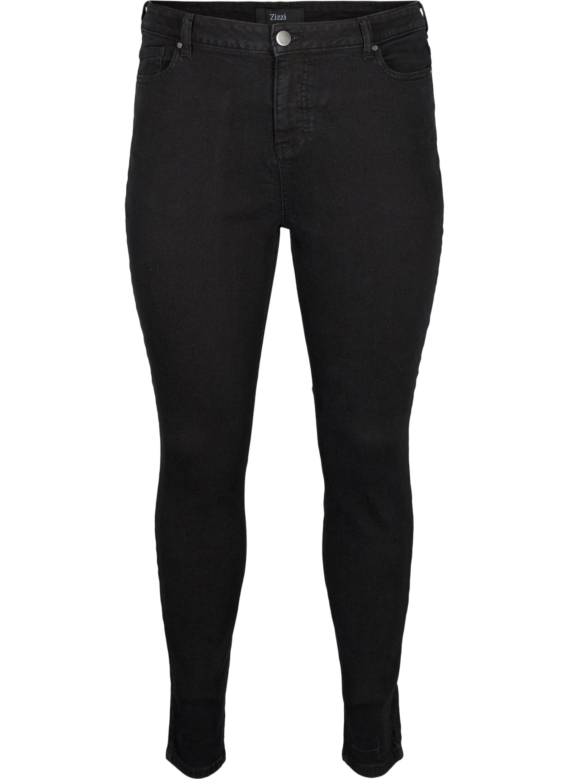 Zizzi H&oslash;jtaljede Amy jeans med super slim fit, Black, Packshot image number 0