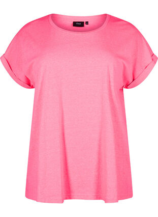 Neonfarvet t-shirt i bomuld, Neon pink, Packshot image number 0